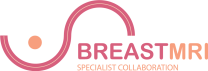 Breast MRI Specialist Collaboration logo with a stylized breast curve in pink and peach, featuring the text 'BREAST MRI' and 'SPECIALIST COLLABORATION
